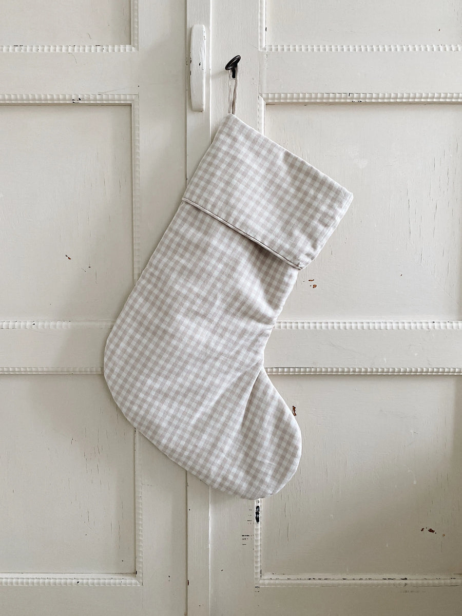 Christmas stocking beige gingham