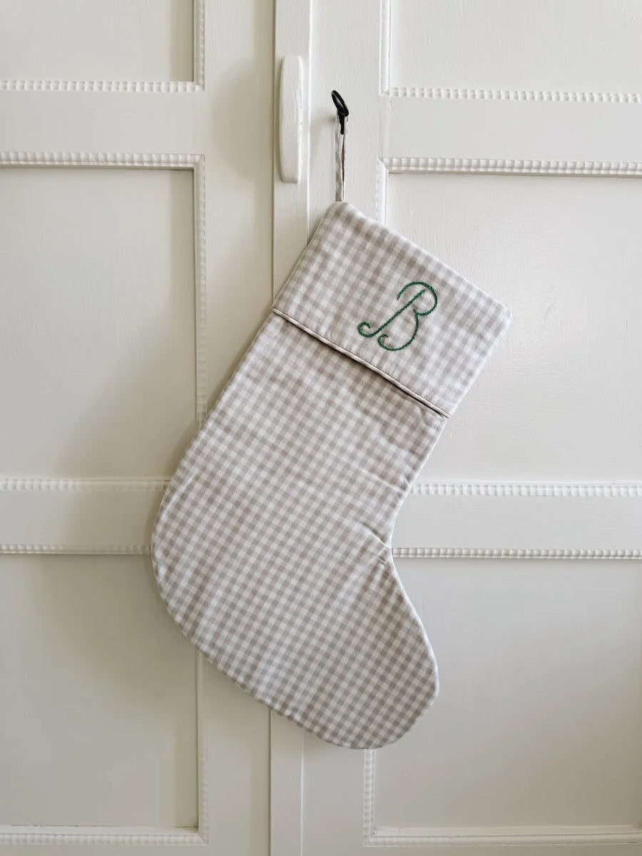 Christmas stocking beige gingham