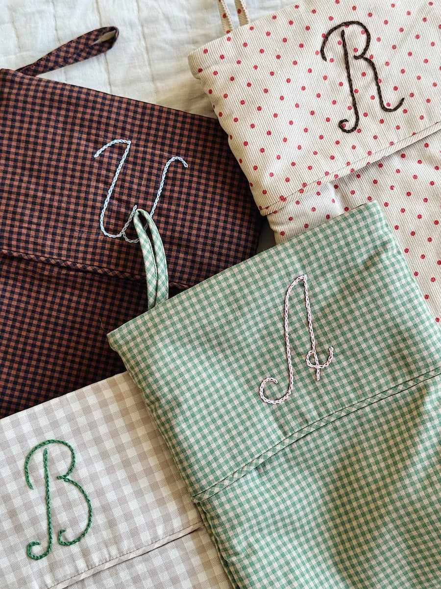 Christmas stocking beige gingham