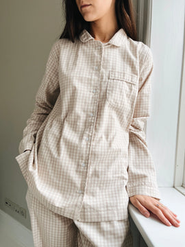Lalaby - Classic Mom PJ - Beige gingham