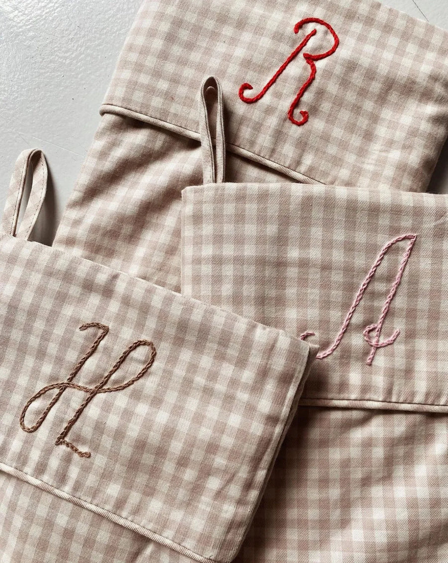 Christmas stocking beige gingham