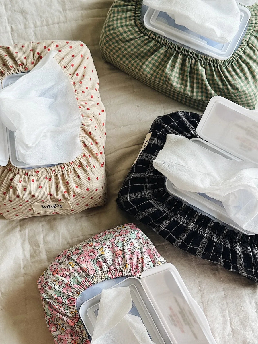 Wet wipe cover blue check