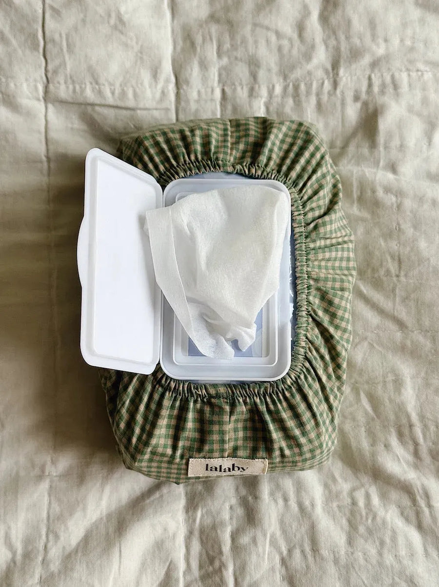 Wet wipe cover green check