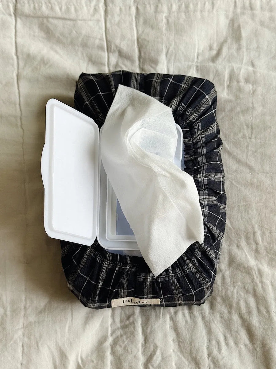 Wet wipe cover blue check