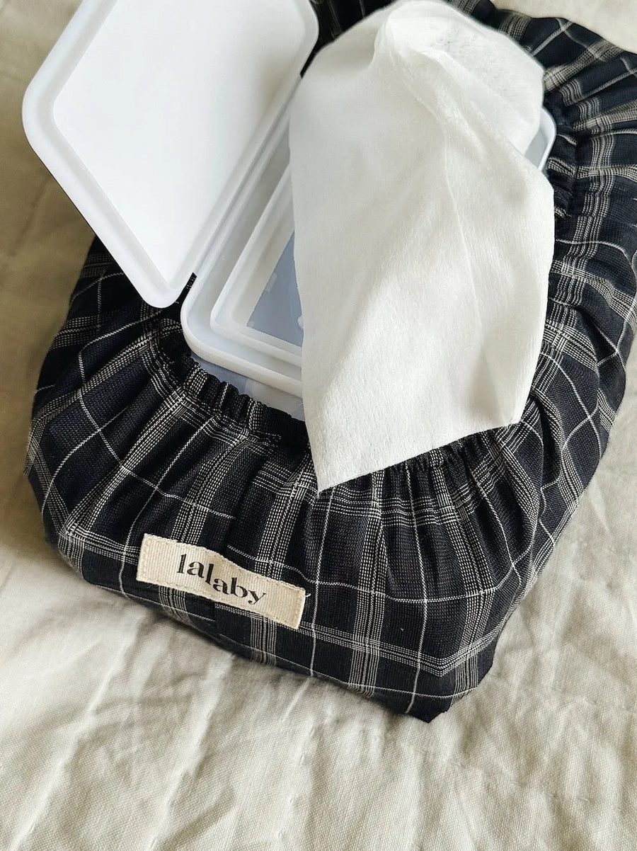 Wet wipe cover blue check