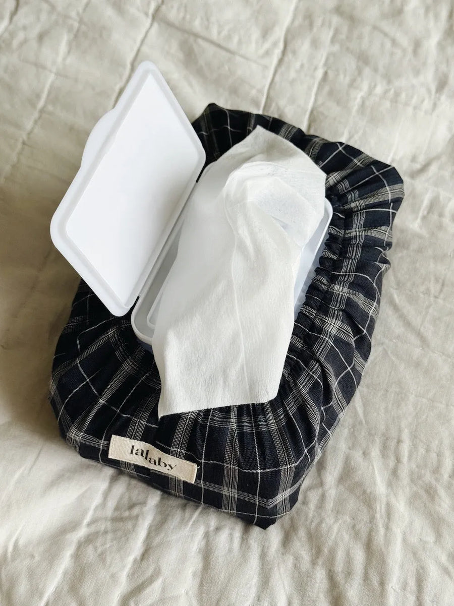 Wet wipe cover blue check