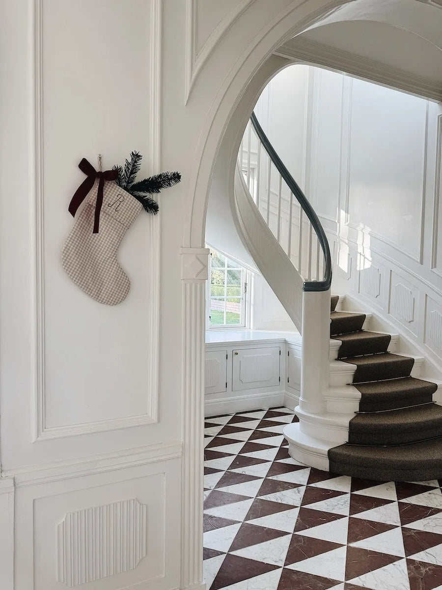 Christmas stocking beige gingham