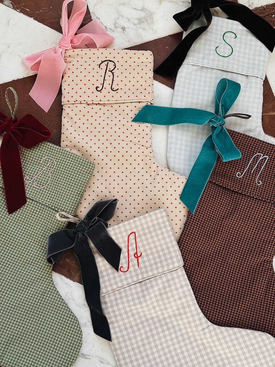 Christmas stocking beige gingham