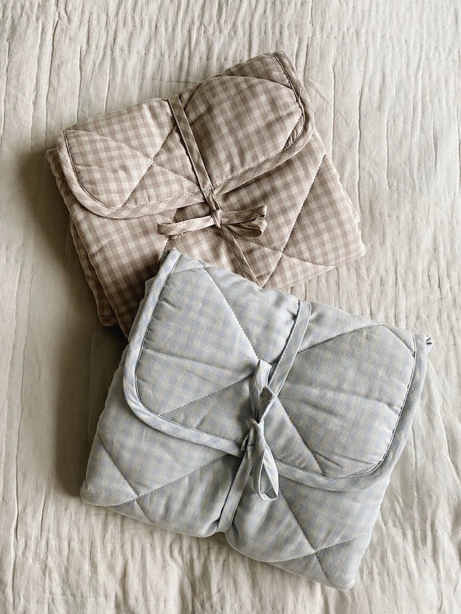 Pusleunderlag beige gingham