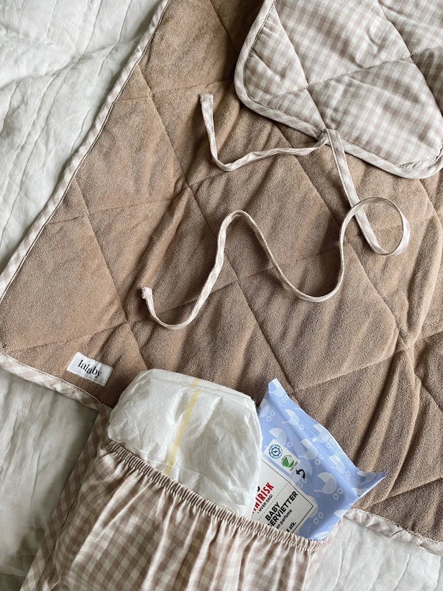 Pusleunderlag beige gingham