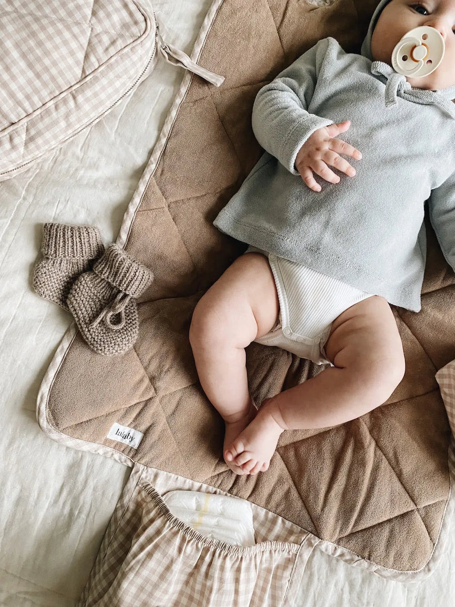 Pusleunderlag beige gingham
