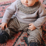 Baby boy wearing Lalaby Alpha shoes in storm grey cashmere