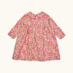 Lalaby Anna dress for babies in berry betsy pink liberty organic cotton