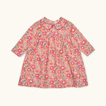 Lalaby Anna dress for babies in berry betsy pink liberty organic cotton