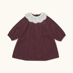 Lalaby Annabella dress for babies in ruby red cotton baby cord