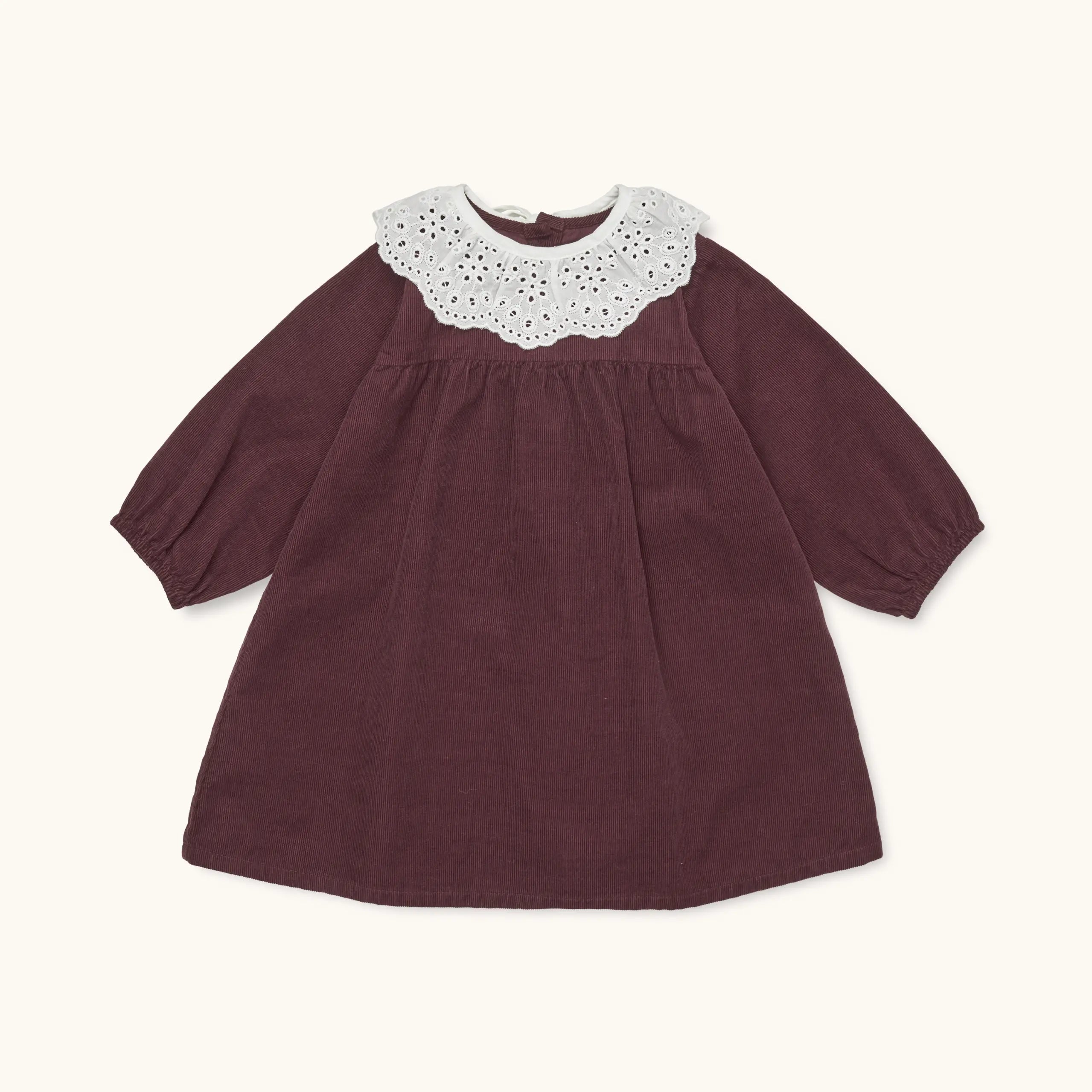 Lalaby Annabella dress for babies in ruby red cotton baby cord