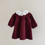 Lalaby Annabella dress for babies in ruby red cotton baby cord
