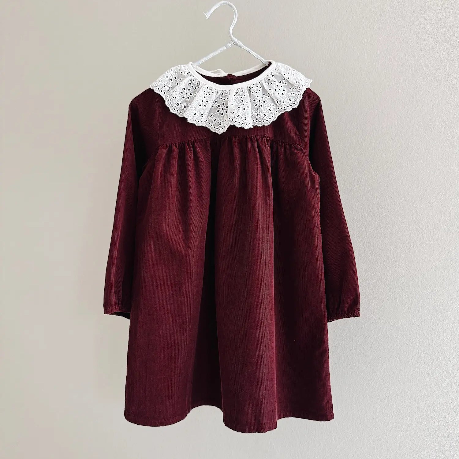 Lalaby Annabella dress for kids in ruby red cotton baby cord