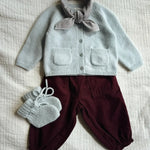 Lalaby AW26 baby boy look in shades of bluey, ruby & tiny check brown