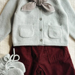 Lalaby baby boy look in shades of bluey, ruby and tiny check brown.