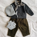 Lalaby AW26 baby boy look in shades of storm, forest, bluey & tweedy