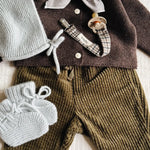 Lalaby AW26 baby boy look in shades of chocolate, bluey, tweedy, forest & tiny check brown
