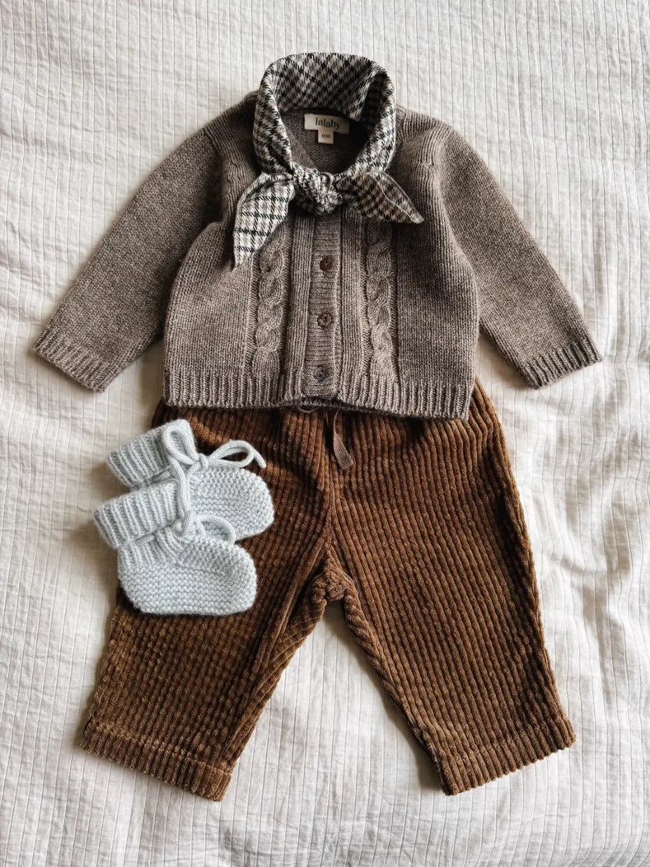 Lalaby AW26 baby boy look in shades of millet, tweedy, cookie & bluey