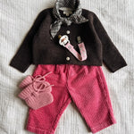 Lalaby AW26 baby girl look in shades of chocolate, flamingo, sorbet & tiny check pink