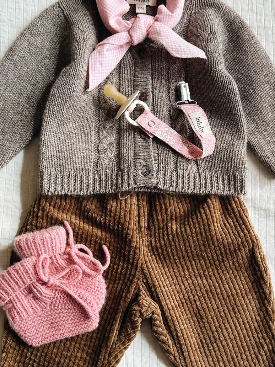 Lalaby AW26 baby girl look in shades of cookie, millet, sorbet & tiny check pink