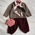 Lalaby AW26 baby girl look in shades of millet, ruby, sorbet, pink flower cord & tiny check pink