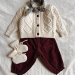 Lalaby AW26 baby boy look in shades of natural, tweedy & ruby