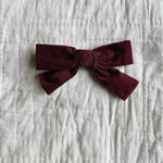 Lalaby Big hair bow for kids in ruby red cotton baby cord