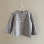 Lalaby Brother sweater for babies in a grey baby wool, yak and cashnere blend