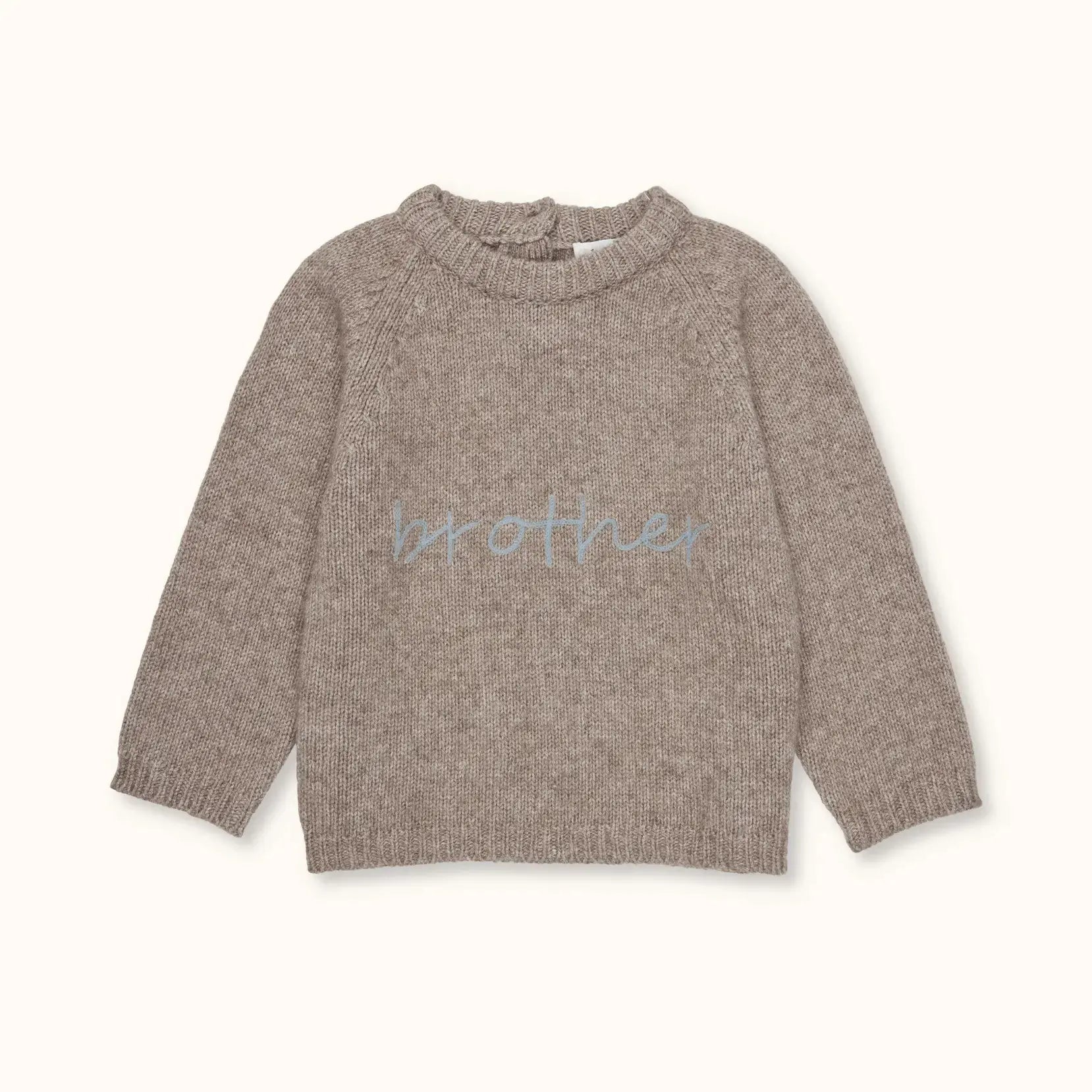 Lalaby Brother kids sweater in a millet brown baby wool, yak and cashmere blend