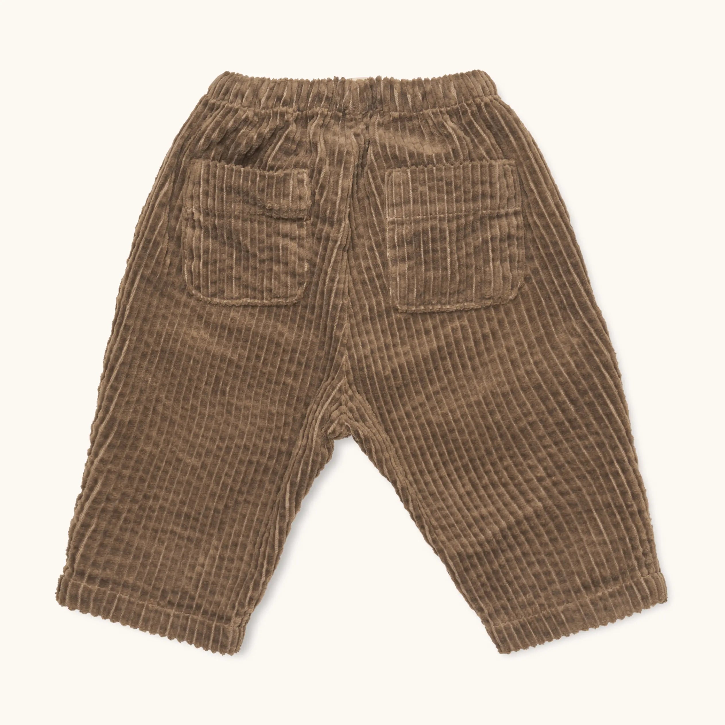 Lalaby Charlie trousers for babies in cookie brown organic cotton mega cord