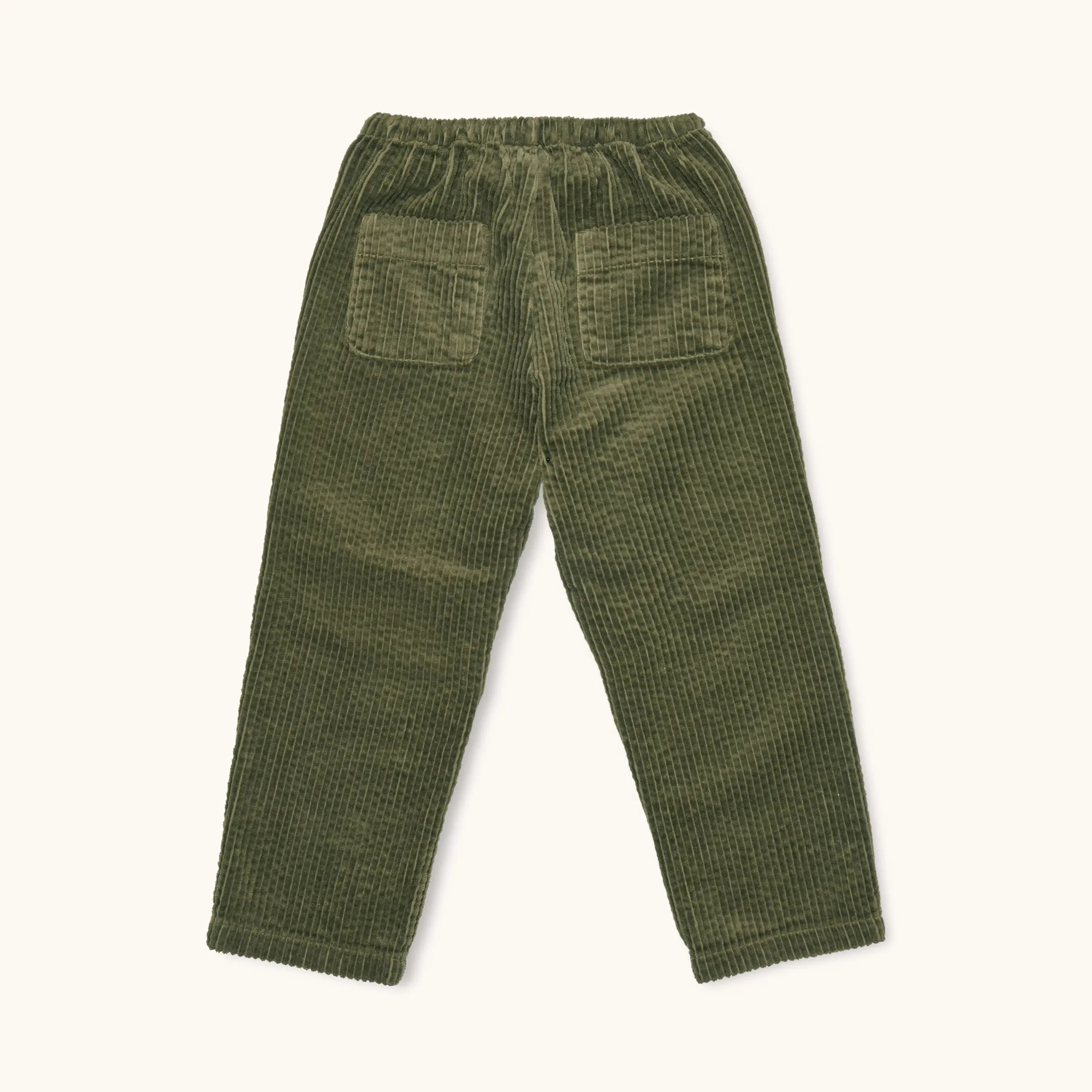 Lalaby Charlie kids trousers in forest green organic cotton mega cord