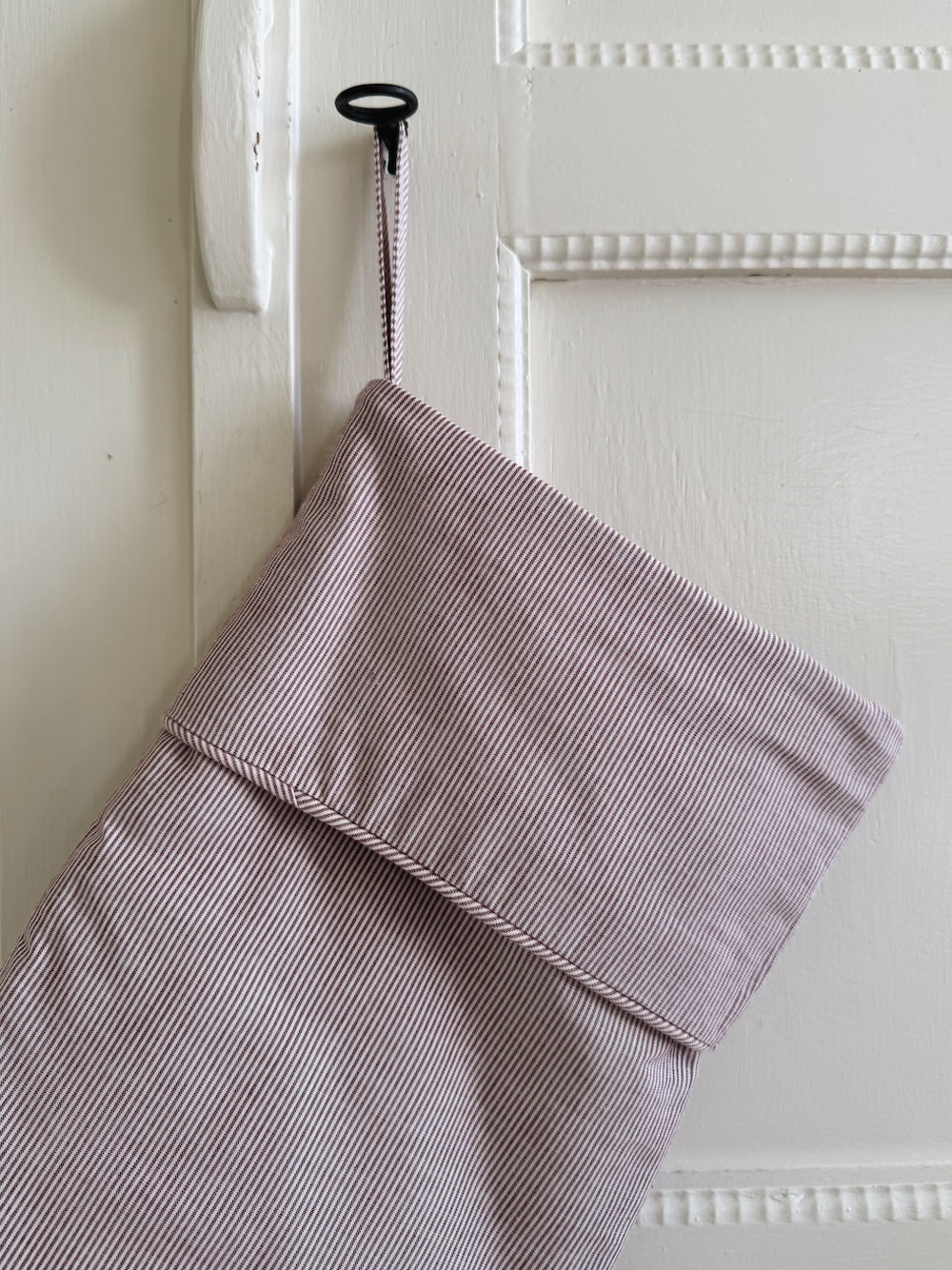 Lalaby Christmas stocking in 100% organic cotton berry stripe