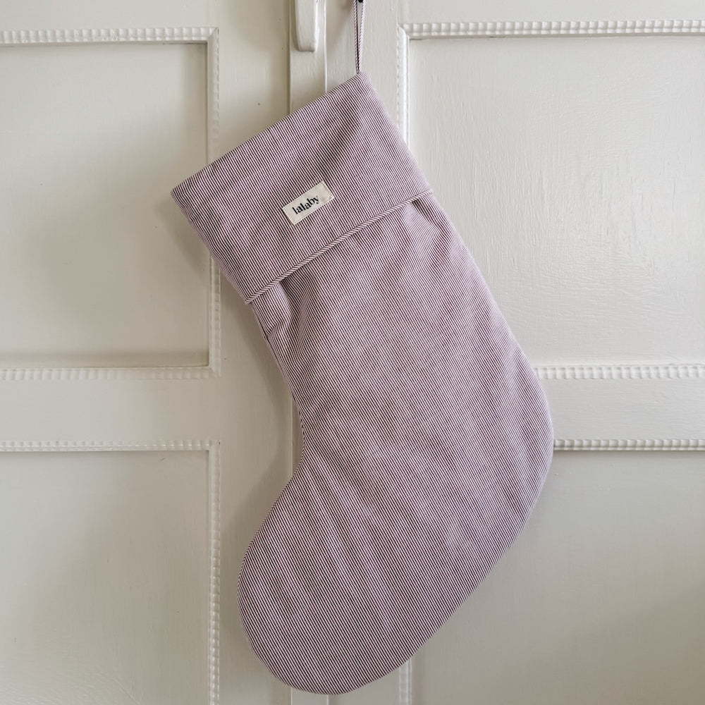 Lalaby Christmas stocking in 100% organic cotton berry stripe