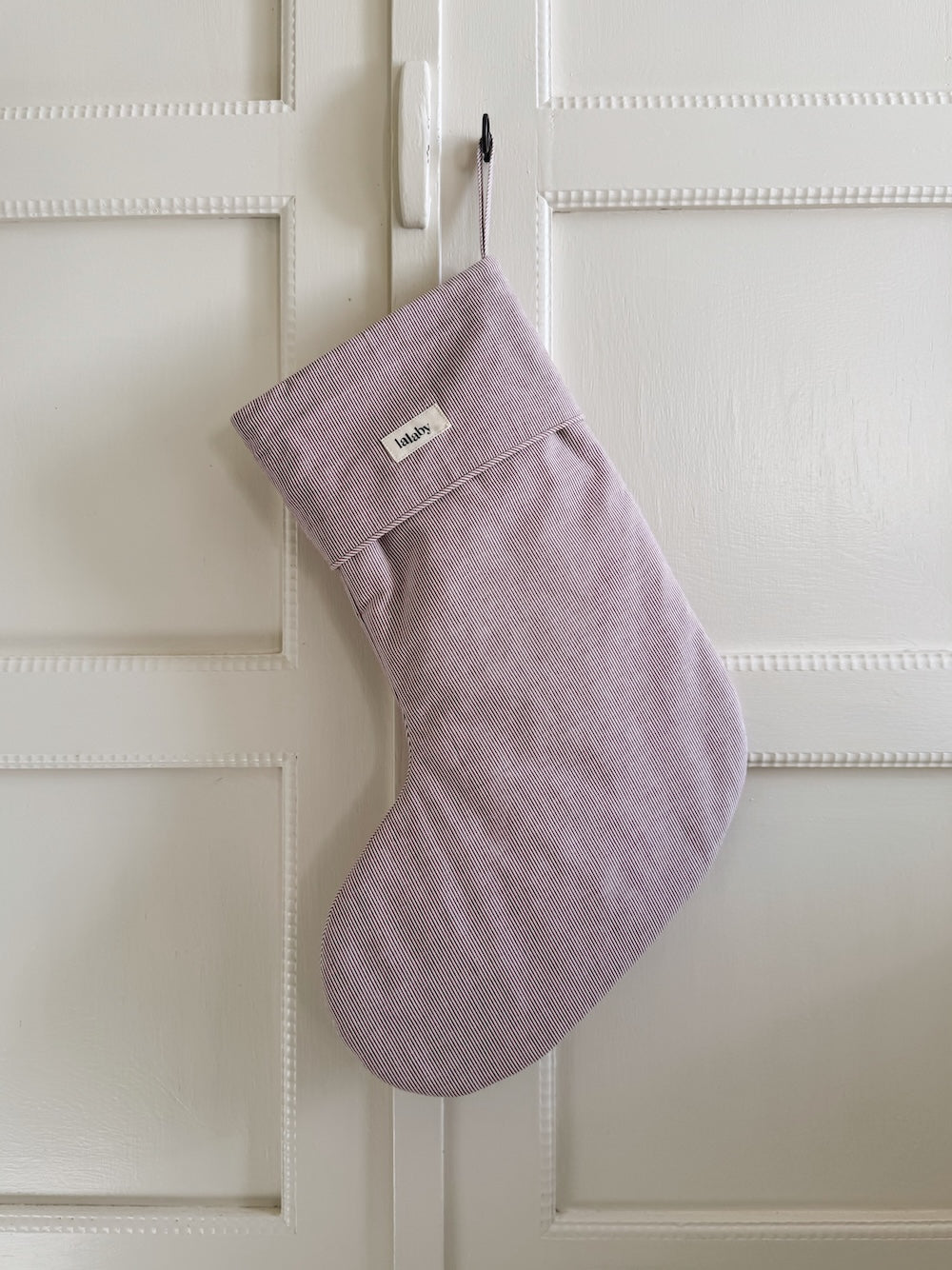 Lalaby Christmas stocking in 100% organic cotton berry stripe