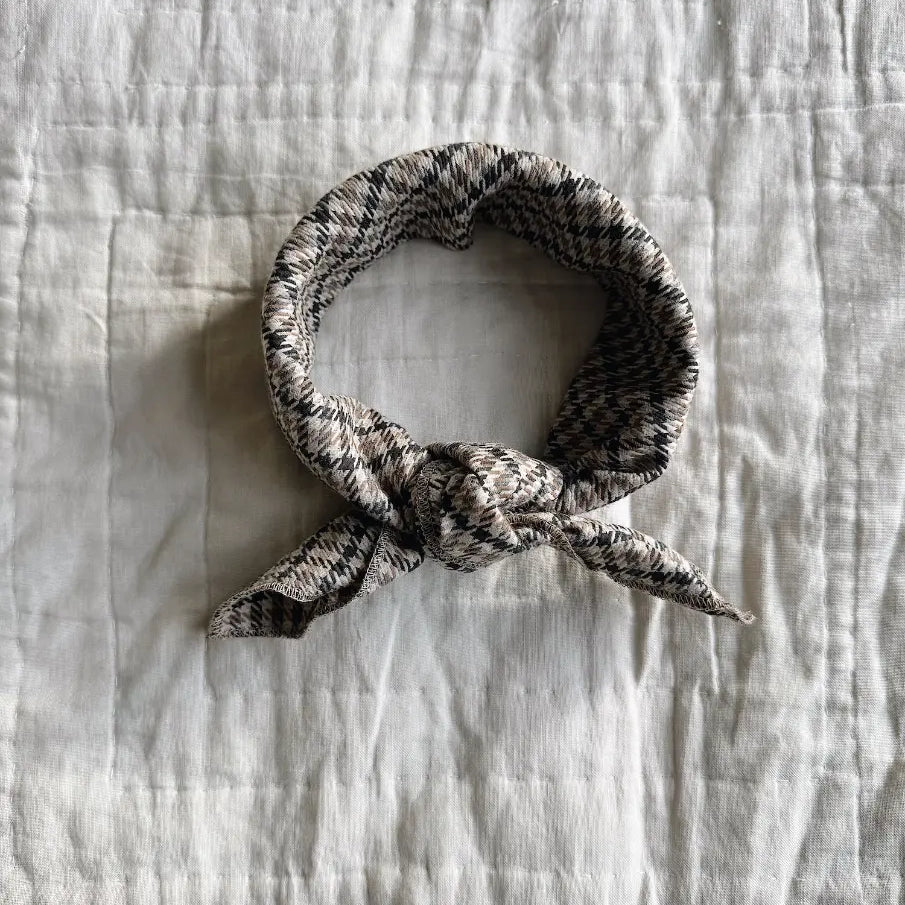 Lalaby Eddie scarf for babies, kids and adults in tweedy check organic cotton