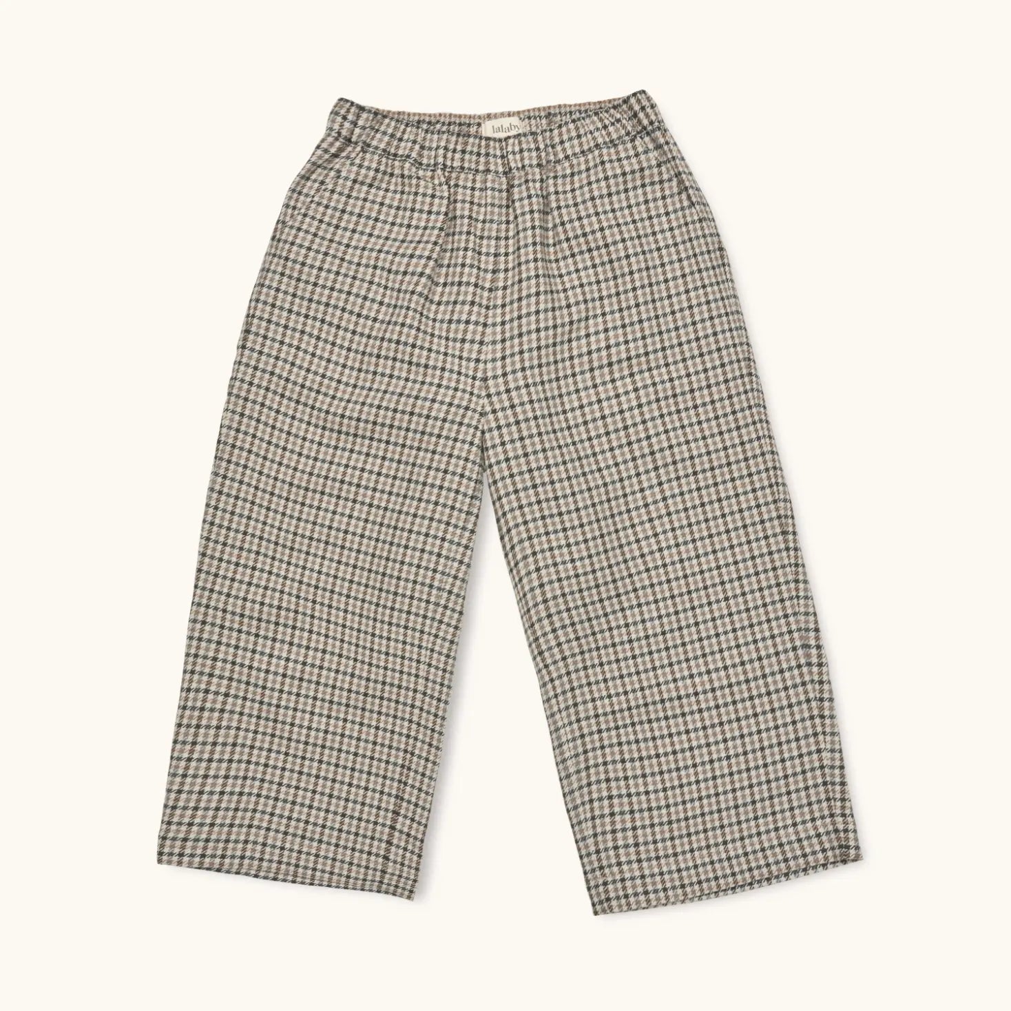 Lalaby Frankie pants for kids in tweedy check organic cotton