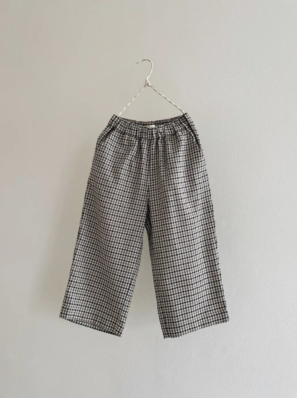 Lalaby Frankie pants for kids in tweedy check organic cotton
