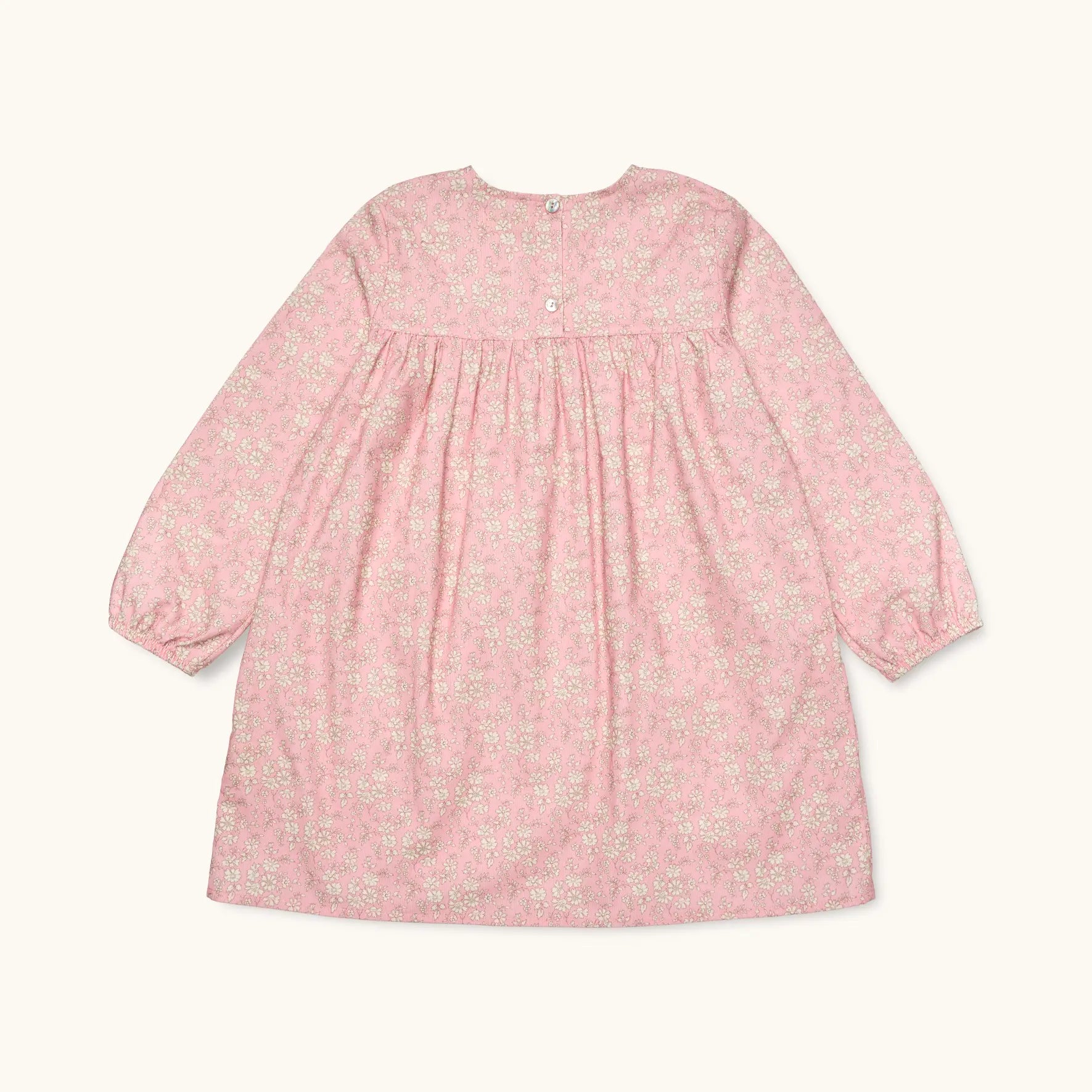 Lalaby Ines dress for kids in pink flower liberty cotton corduroy 