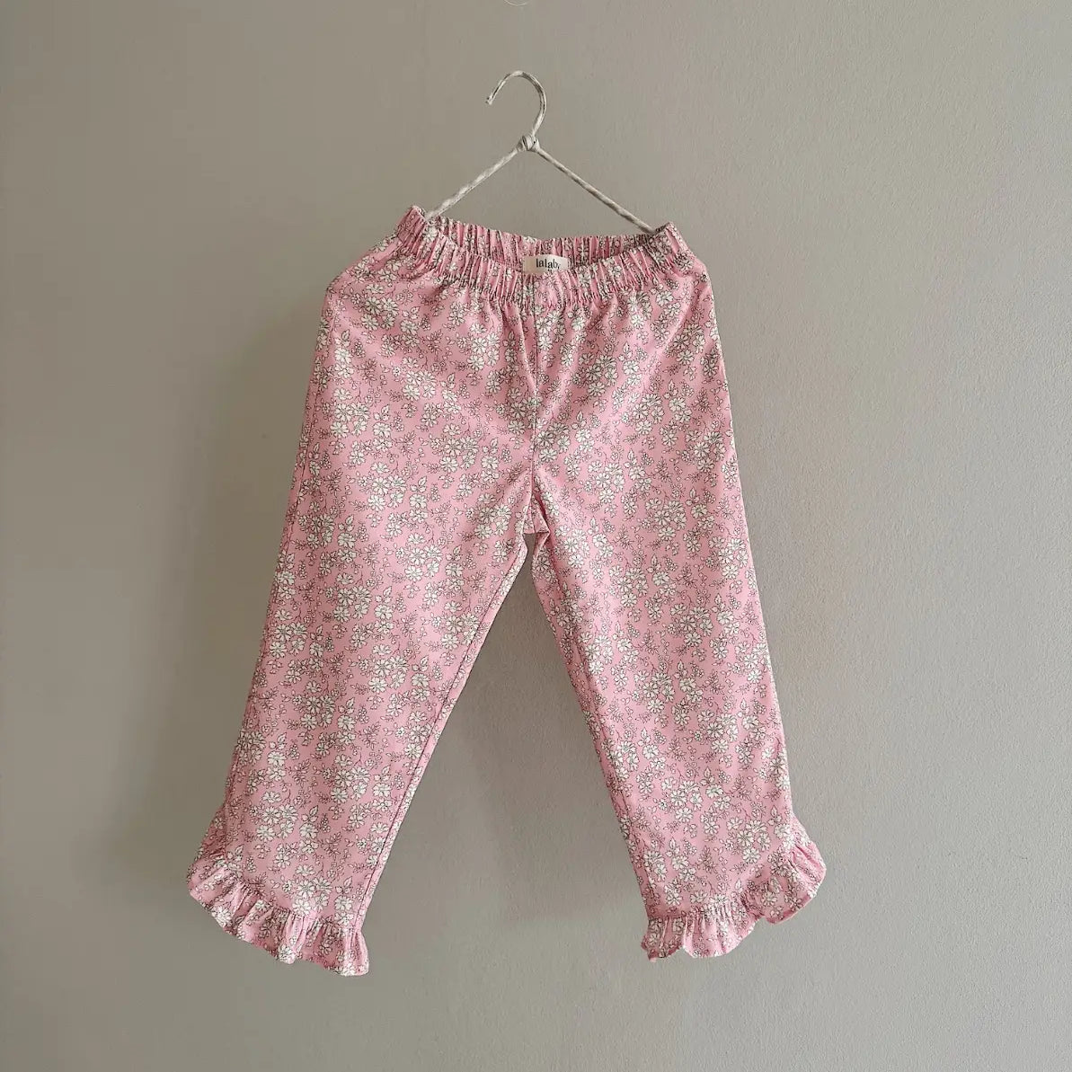 Lalaby Lotte pants for kids in pink flower liberty cotton corduroy 