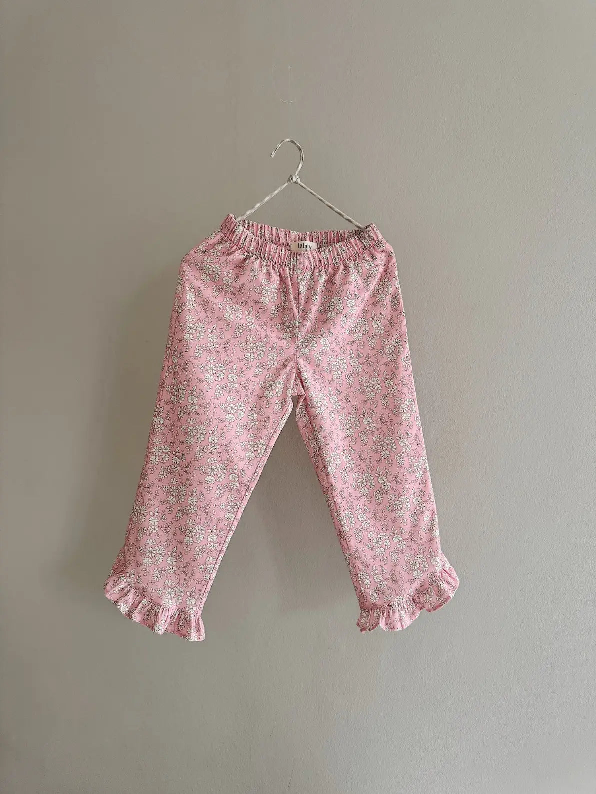 Lalaby Lotte pants for kids in pink flower liberty cotton corduroy 