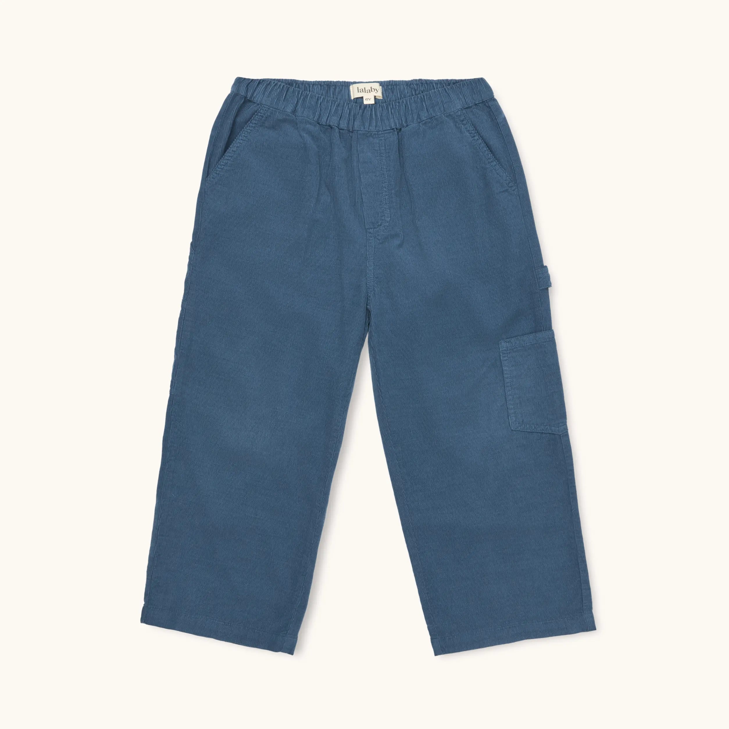 Lalaby Maxi pants for kids in whale blue cotton baby cord