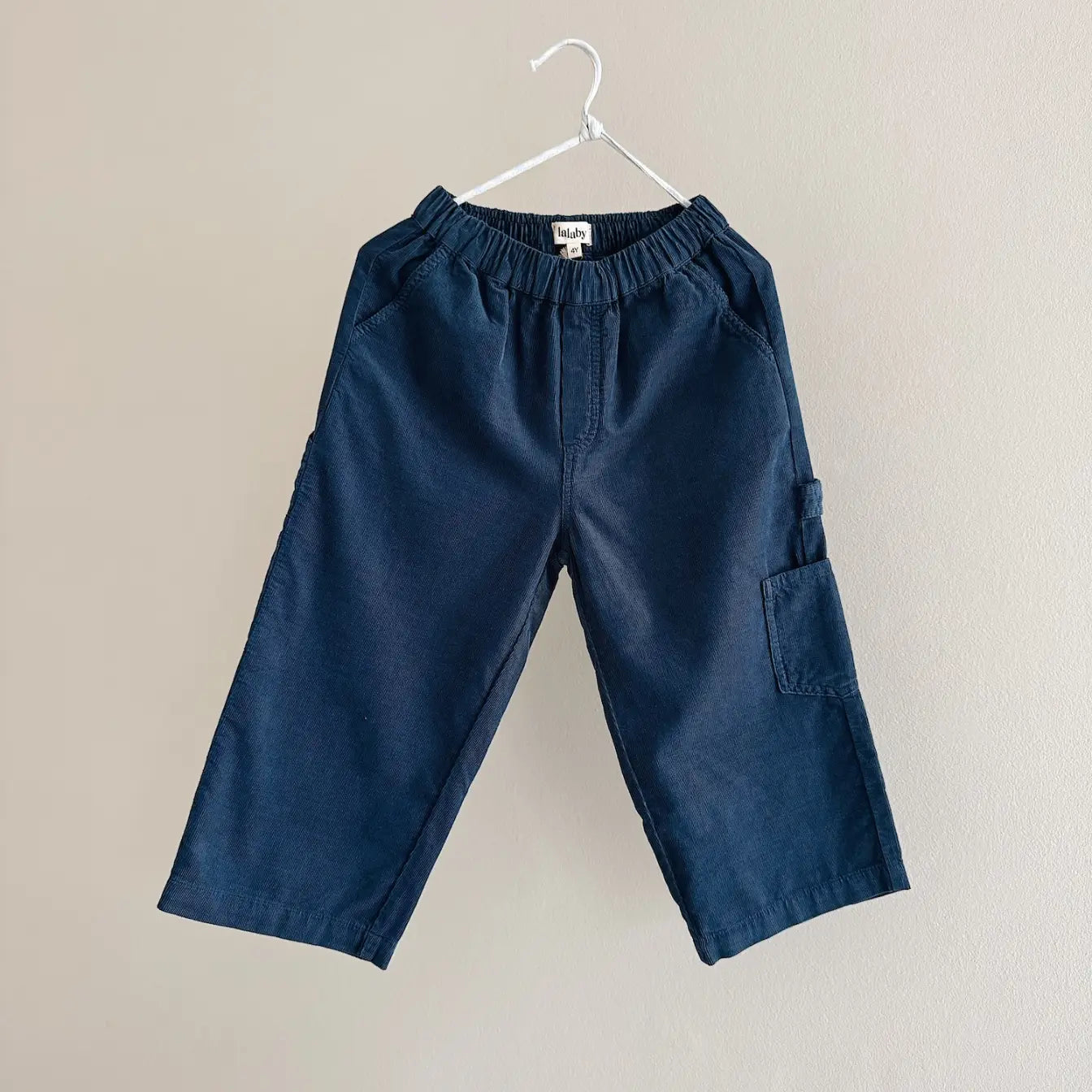 Lalaby Maxi pants for kids in whale blue cotton baby cord