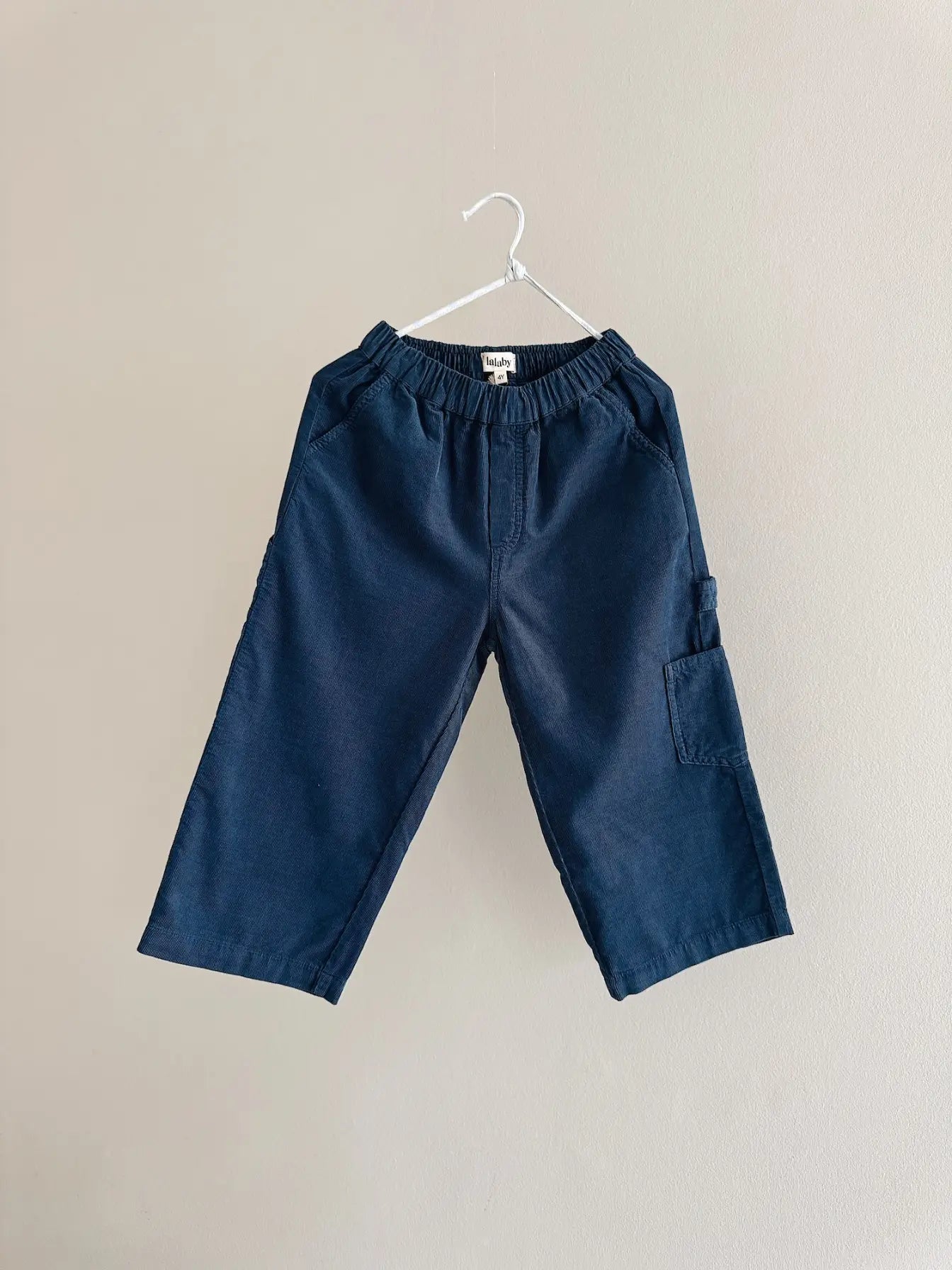 Lalaby Maxi pants for kids in whale blue cotton baby cord