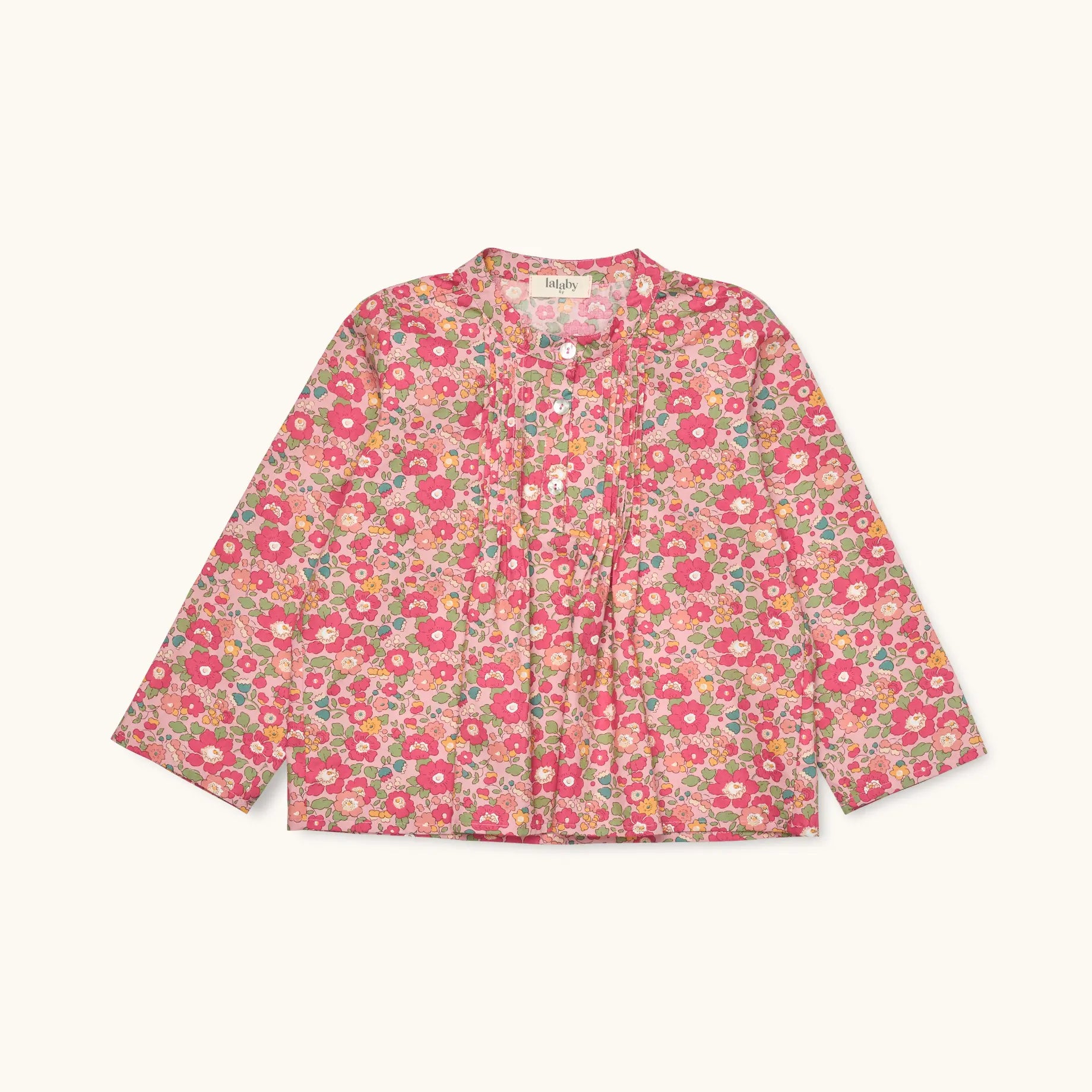 Lalaby Mimi kids shirt in berry betsy pink liberty organic cotton