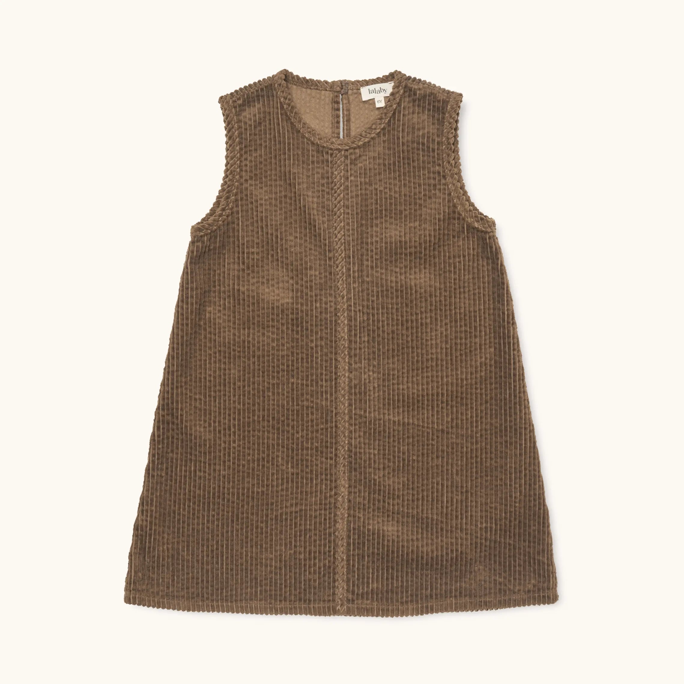 Lalaby Mumle dress for kids in cookie brown organic cotton mega cord